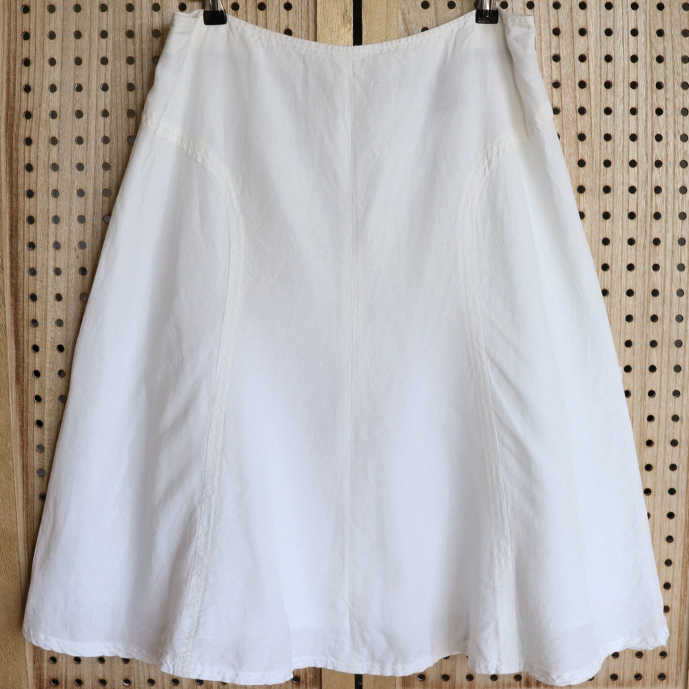 East 5th White Linen Blend Midi Skirt Womens SIZE 14
